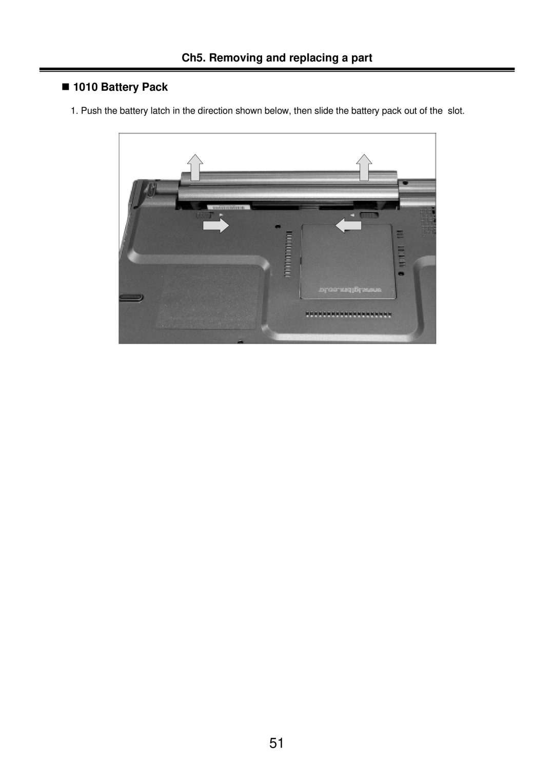 LG Electronics LM50 service manual Ch5. Removing and replacing a part „ 1010 Battery Pack 