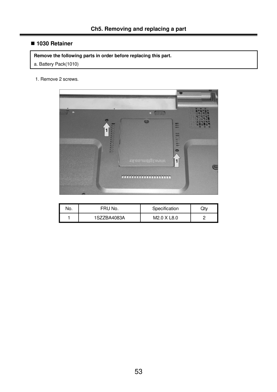 LG Electronics LM50 service manual Ch5. Removing and replacing a part „ 1030 Retainer 