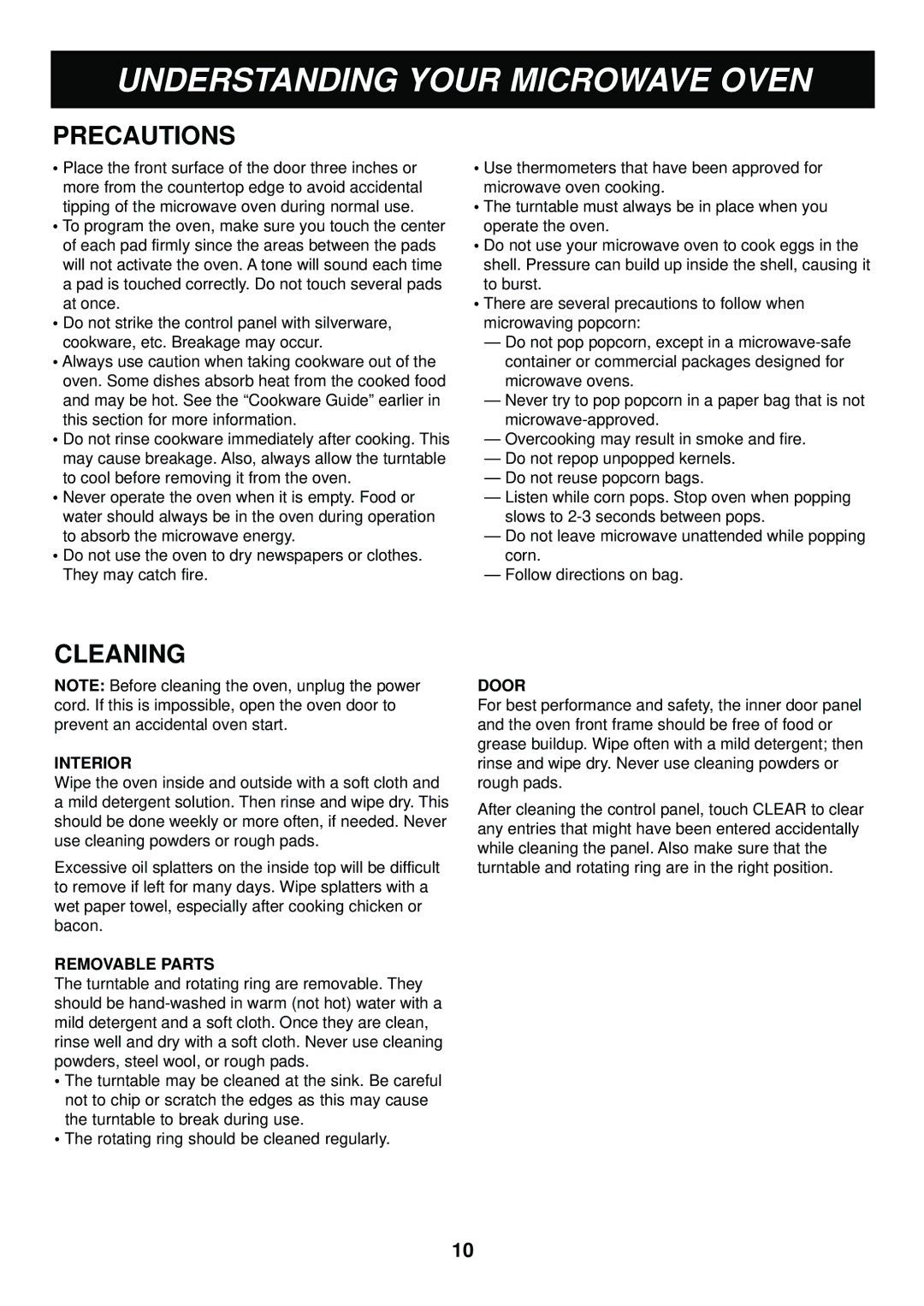 LG Electronics LMA840W manual Precautions, Cleaning 