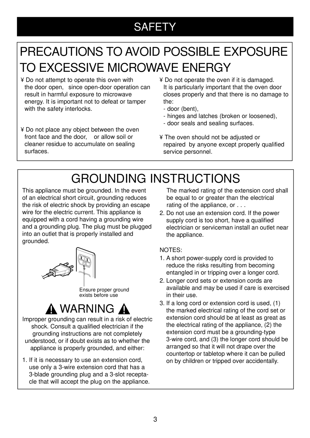 LG Electronics LMA840W manual Grounding Instructions, Safety 