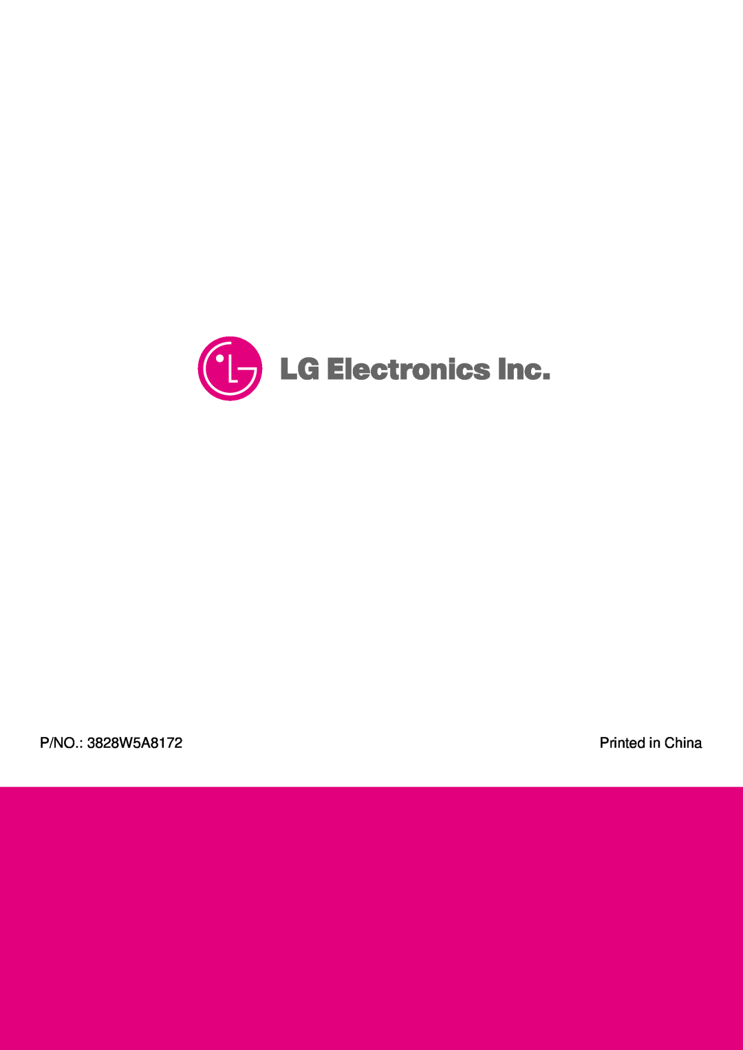 LG Electronics LMA840W manual P/NO. 3828W5A8172 