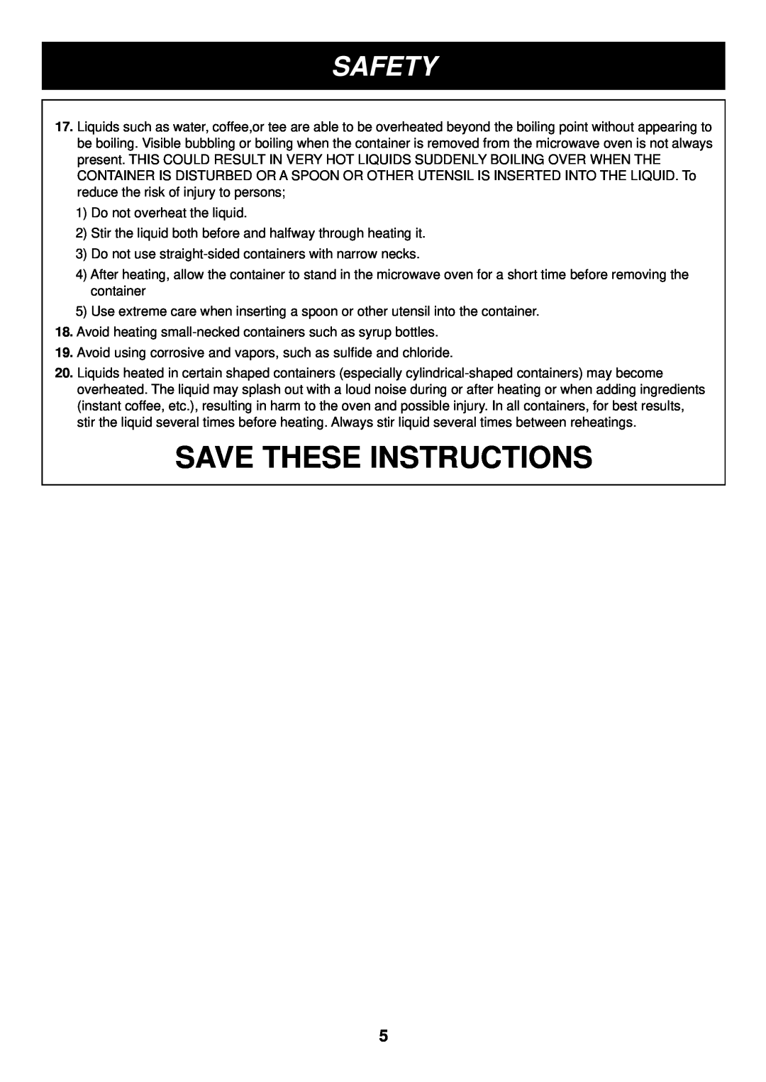 LG Electronics LMA840W manual Save These Instructions, Safety 