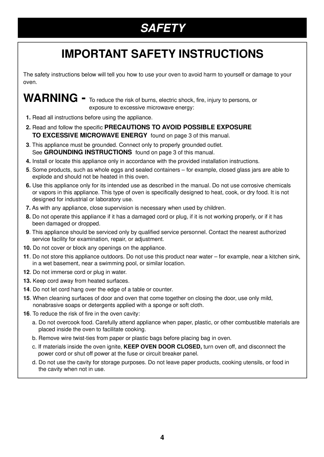 LG Electronics LMAB1240ST manual Important Safety Instructions 