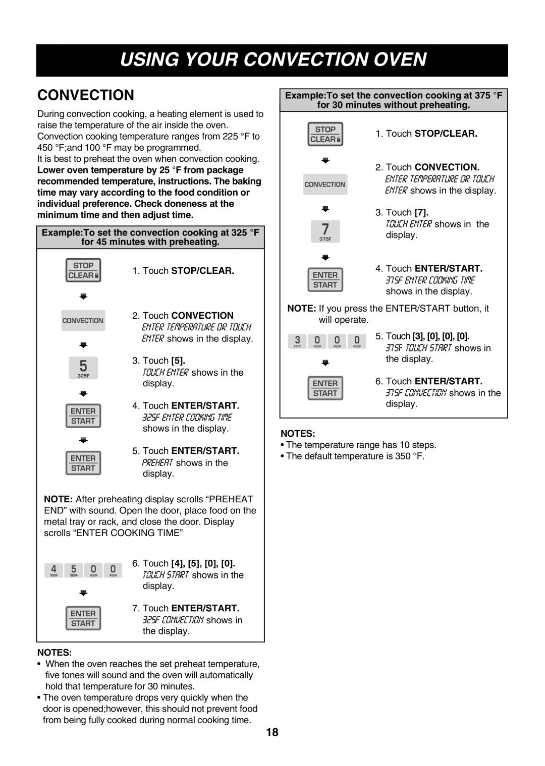 LG Electronics LMH1017CVB, LMH1017CVST, LMH1017CVW owner manual Using Your Convection Oven, Touch 4, 5, 0, Touch 3, 0, 0 