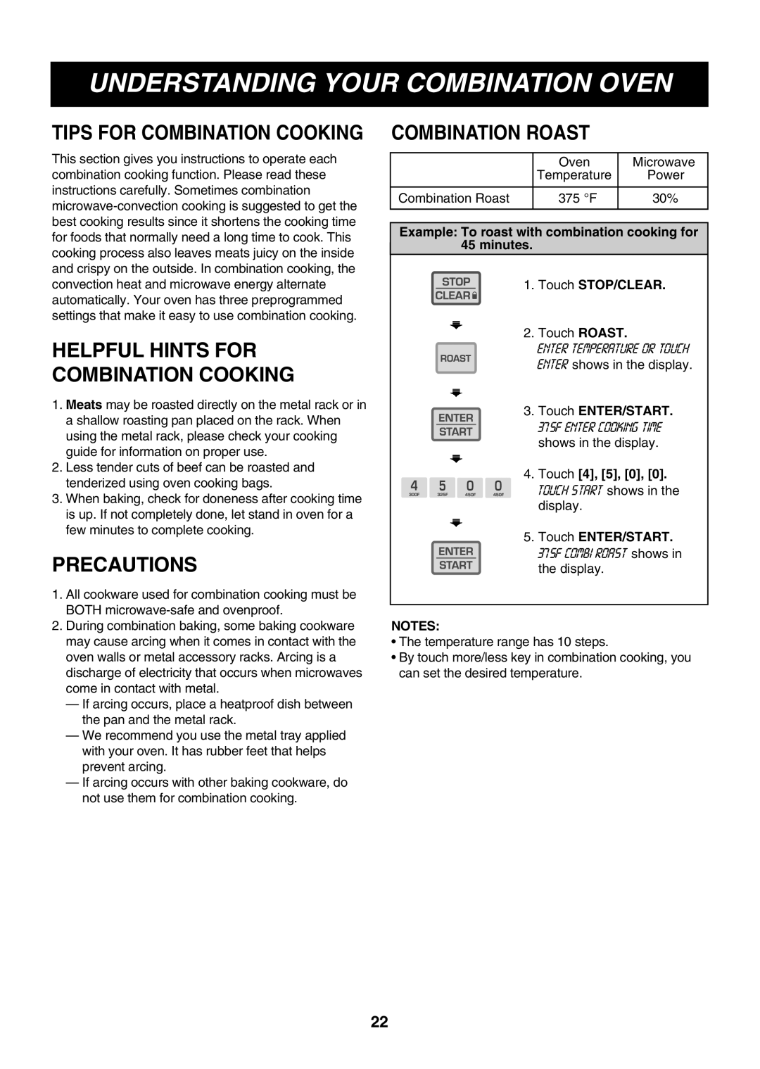 LG Electronics LMH1017CVST, LMH1017CVB, LMH1017CVW owner manual Understanding Your Combination Oven, Combination Roast 