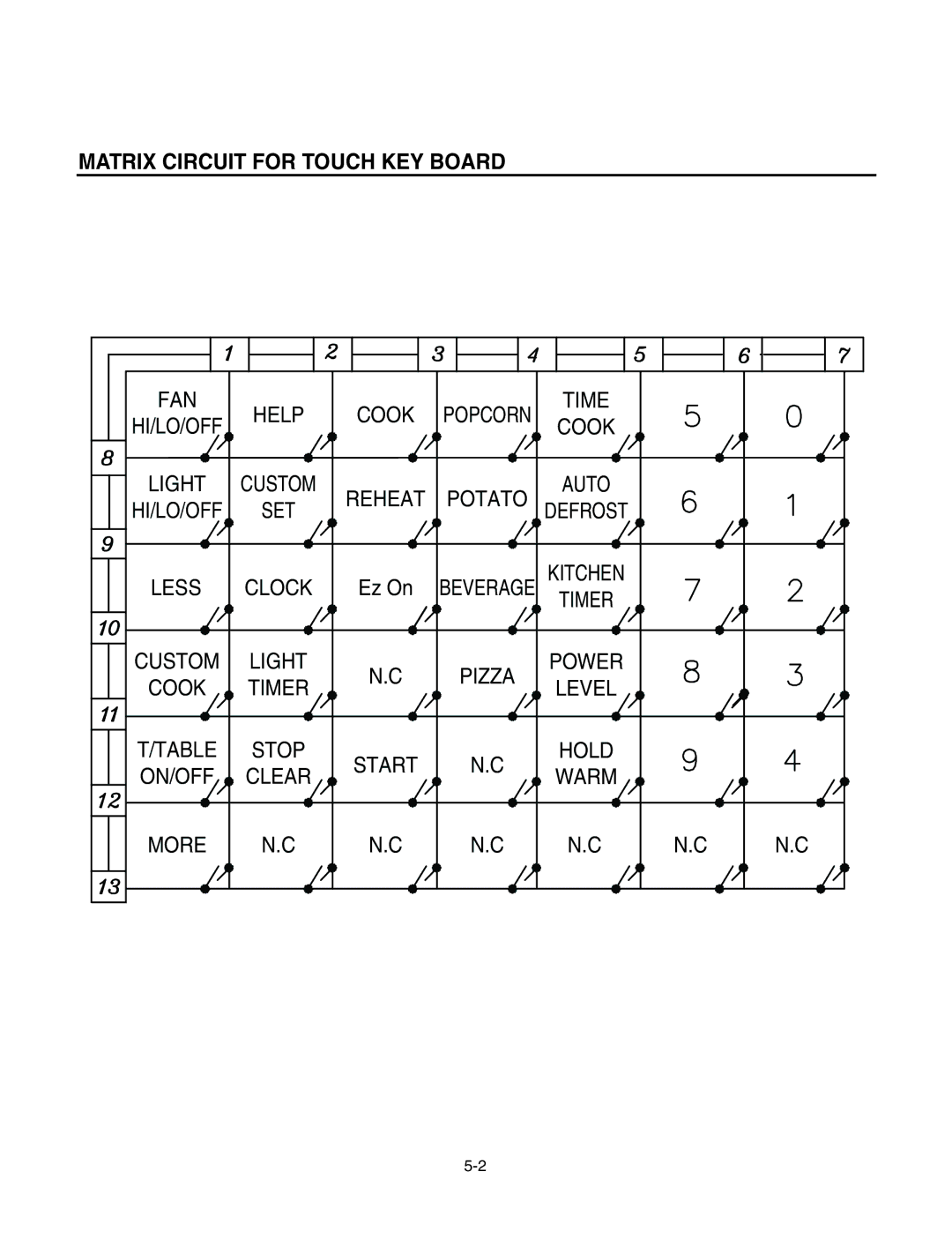 LG Electronics LMV1625B, LMV1625W service manual Matrix Circuit for Touch KEY Board 