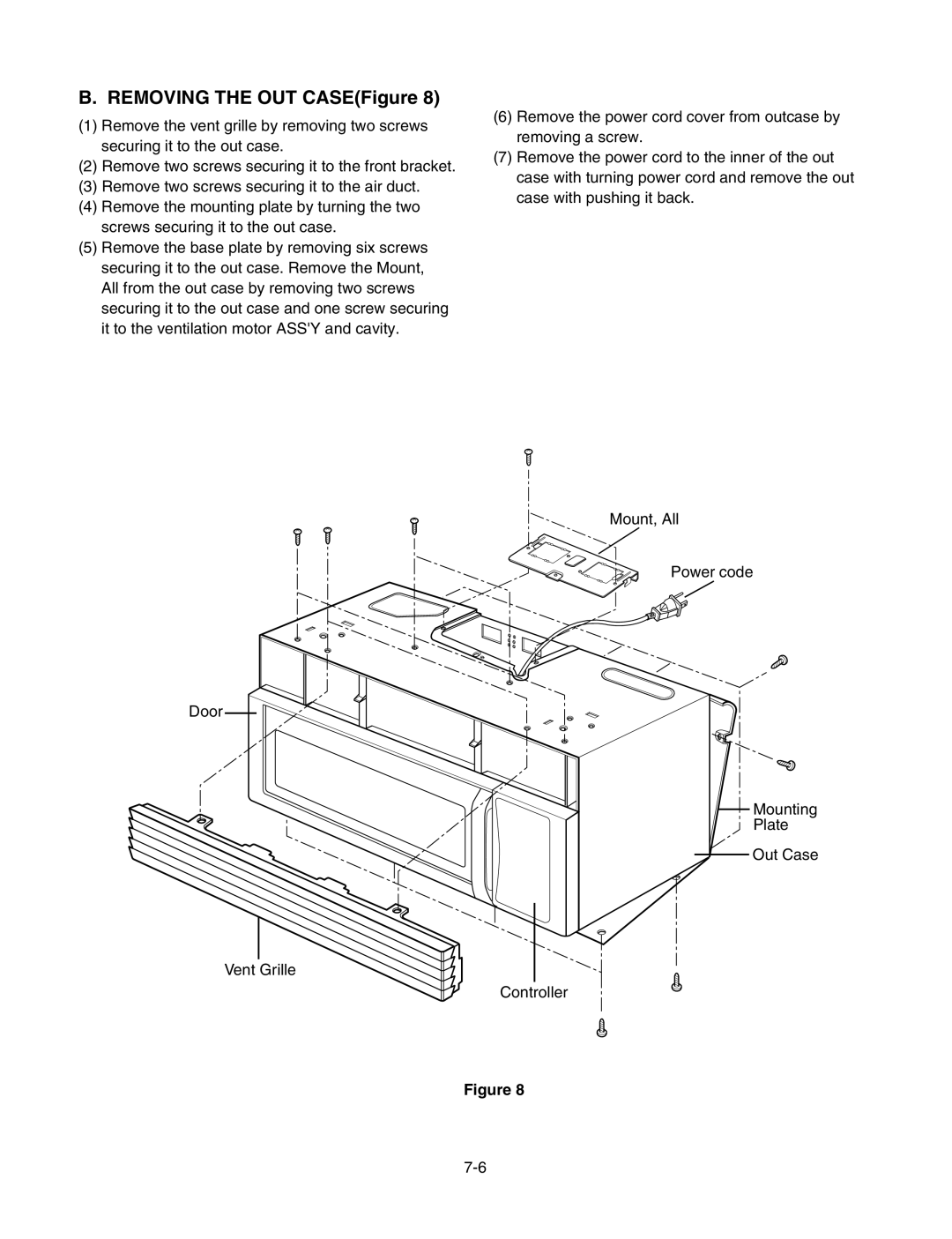 LG Electronics LMV1625W, LMV1625B service manual Removing the OUT CASEFigure 