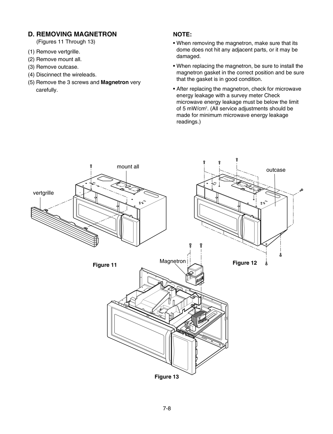 LG Electronics LMV1625W, LMV1625B service manual Removing Magnetron 