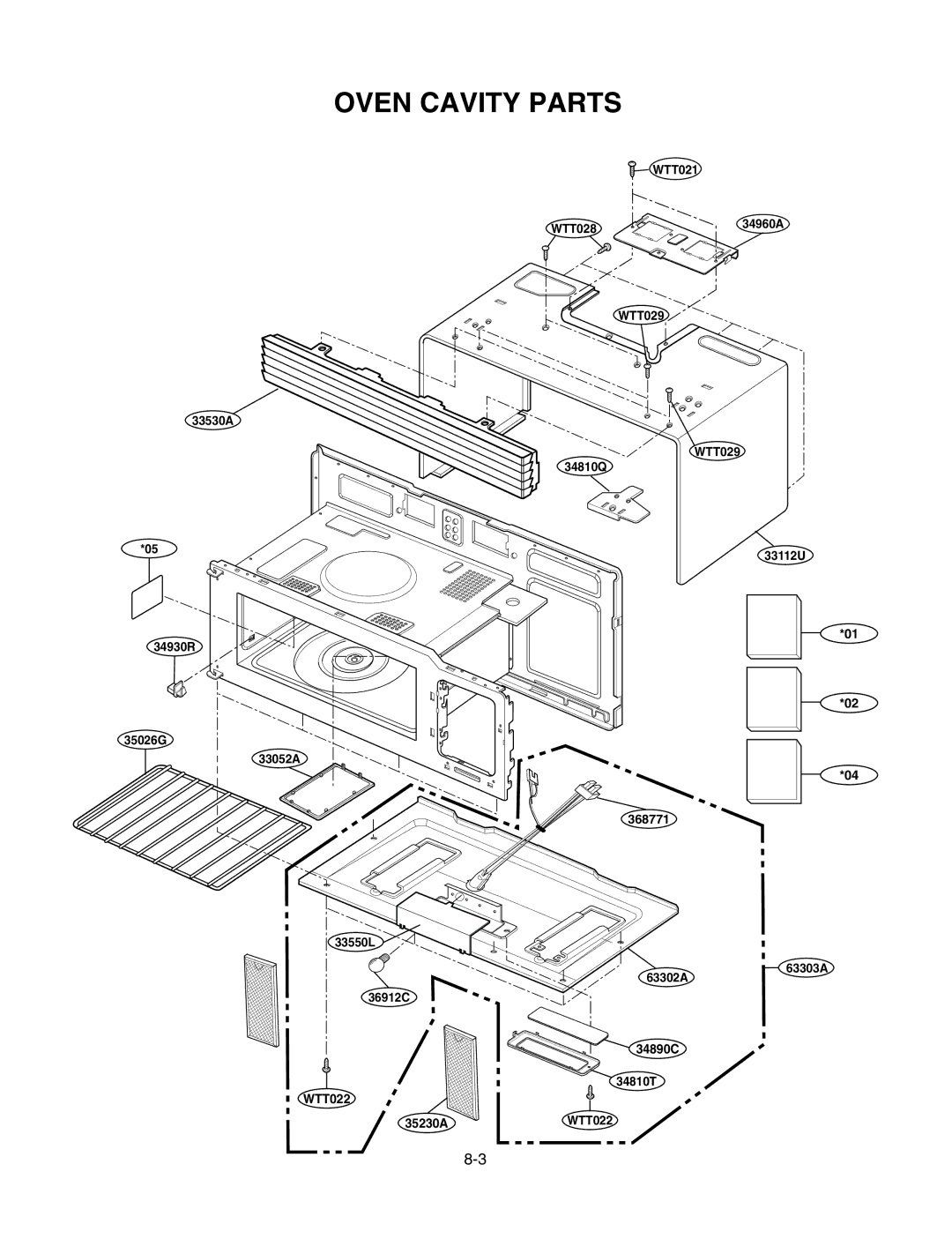 LG Electronics LMV1625B, LMV1625W service manual Oven Cavity Parts 