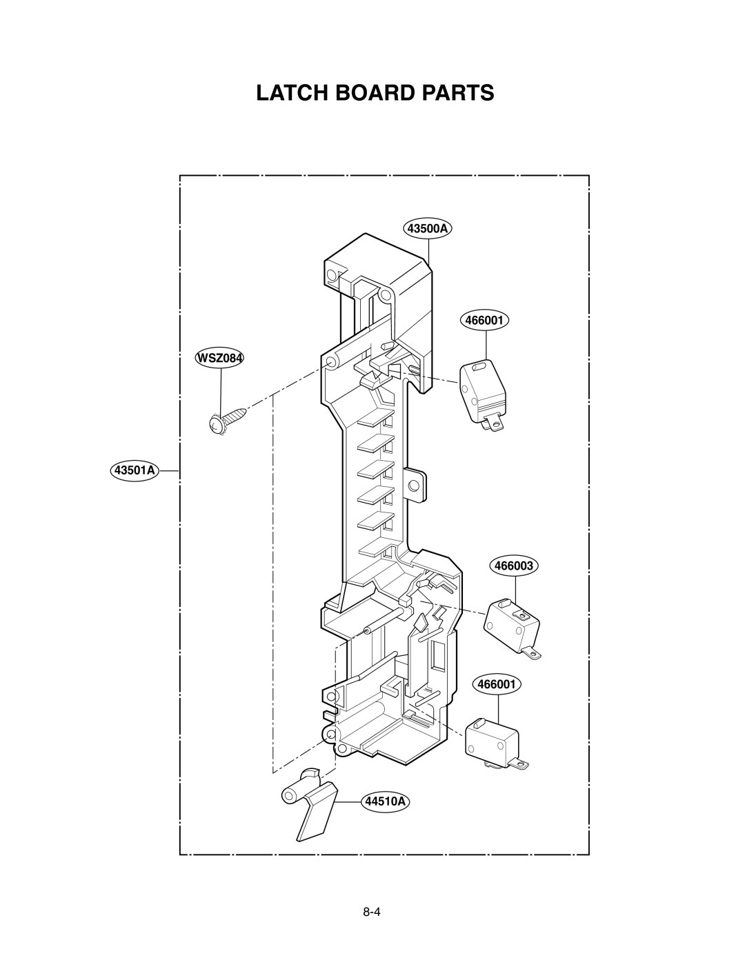 LG Electronics LMV1625W, LMV1625B service manual Latch Board Parts 