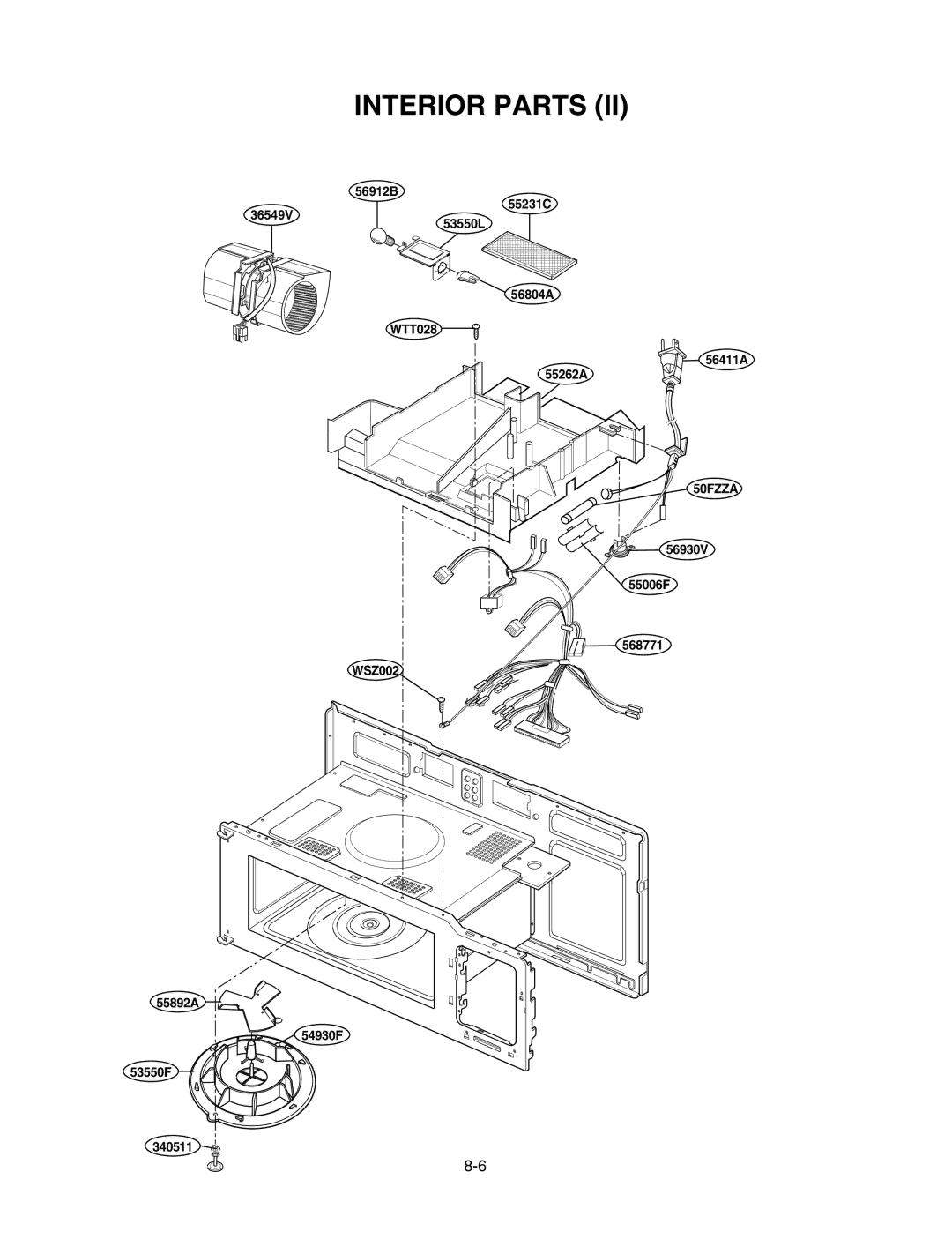 LG Electronics LMV1625W, LMV1625B service manual Interior Parts 