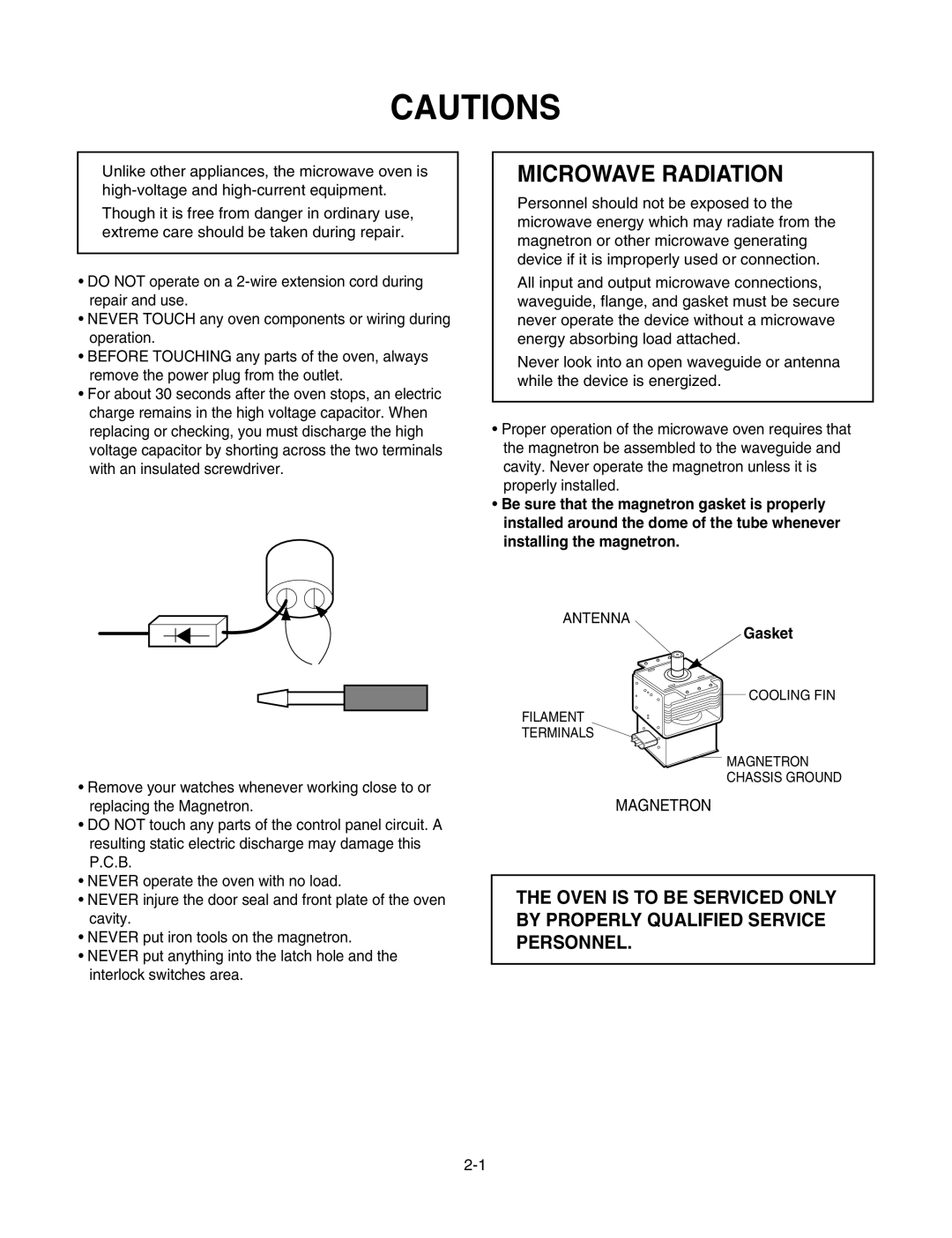 LG Electronics LMV1625W, LMV1625B service manual Microwave Radiation 