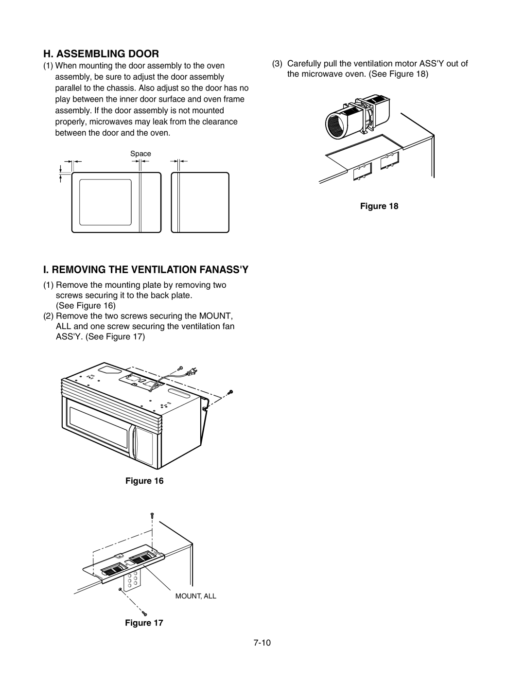 LG Electronics LMV1625W, LMV1625B service manual H. Assembling Door, I. Removing The Ventilation Fanassy 