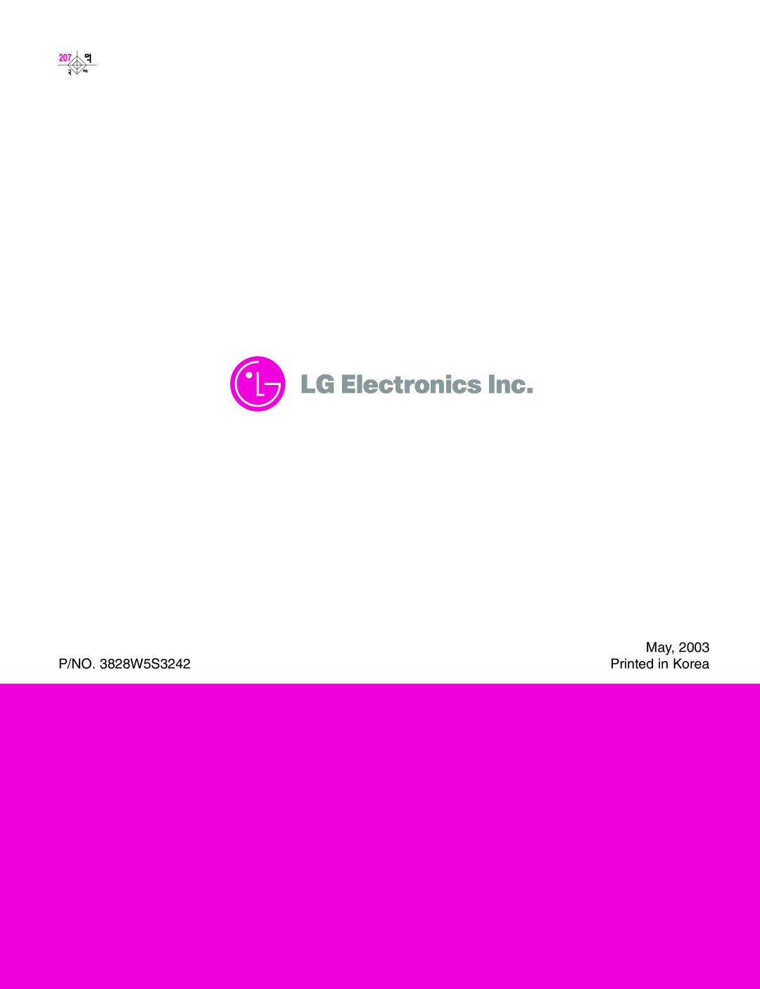 LG Electronics LMV1625W, LMV1625B service manual P/NO. 3828W5S3242, Printed in Korea 