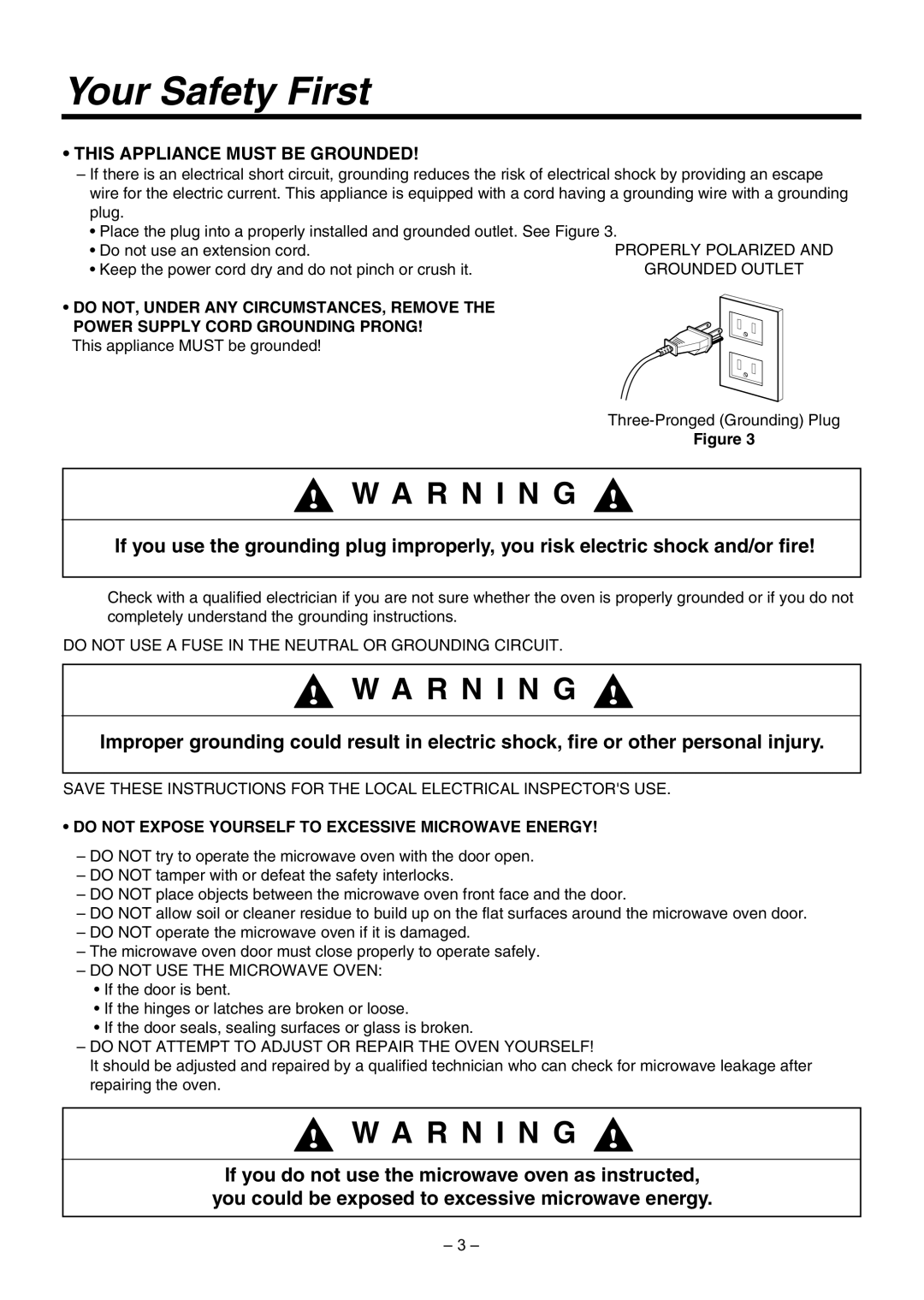 LG Electronics LMV1630BB, LMV1630WW installation instructions This Appliance Must be Grounded 