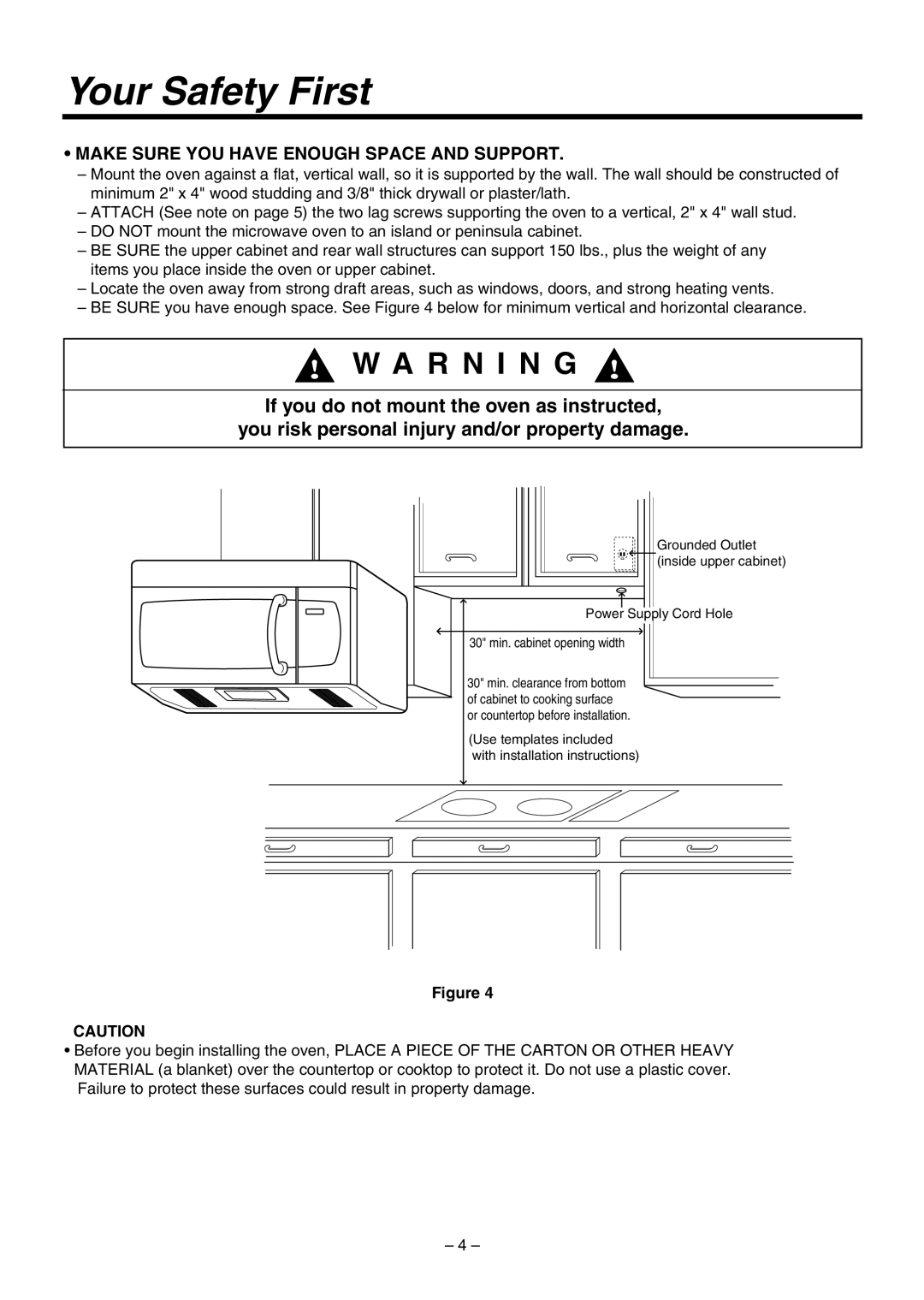 LG Electronics LMV1630WW, LMV1630BB installation instructions Make Sure YOU have Enough Space and Support 