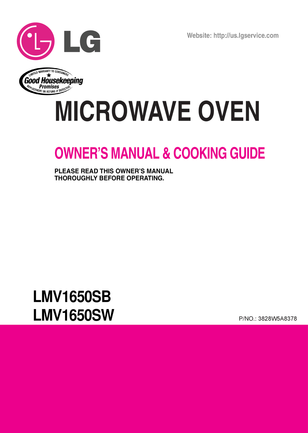 LG Electronics LMV1650SW, LMV1650SB manual Microwave Oven 
