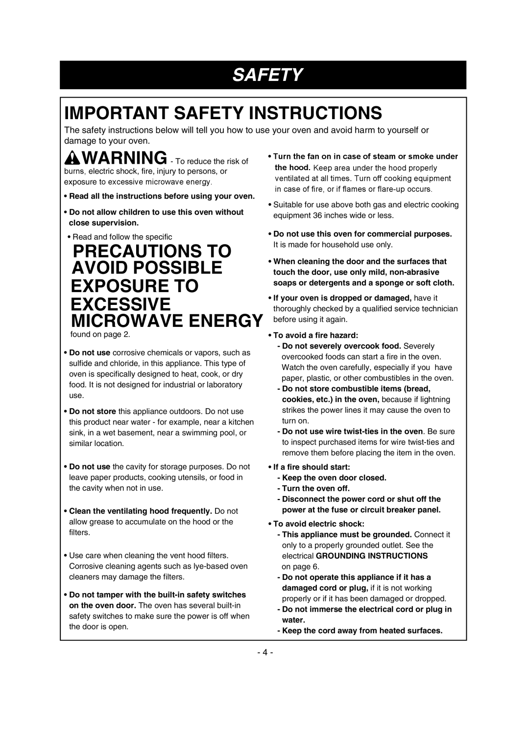 LG Electronics LMV1680BB, LMV1680WW, LMV1680ST owner manual Important Safety Instructions 