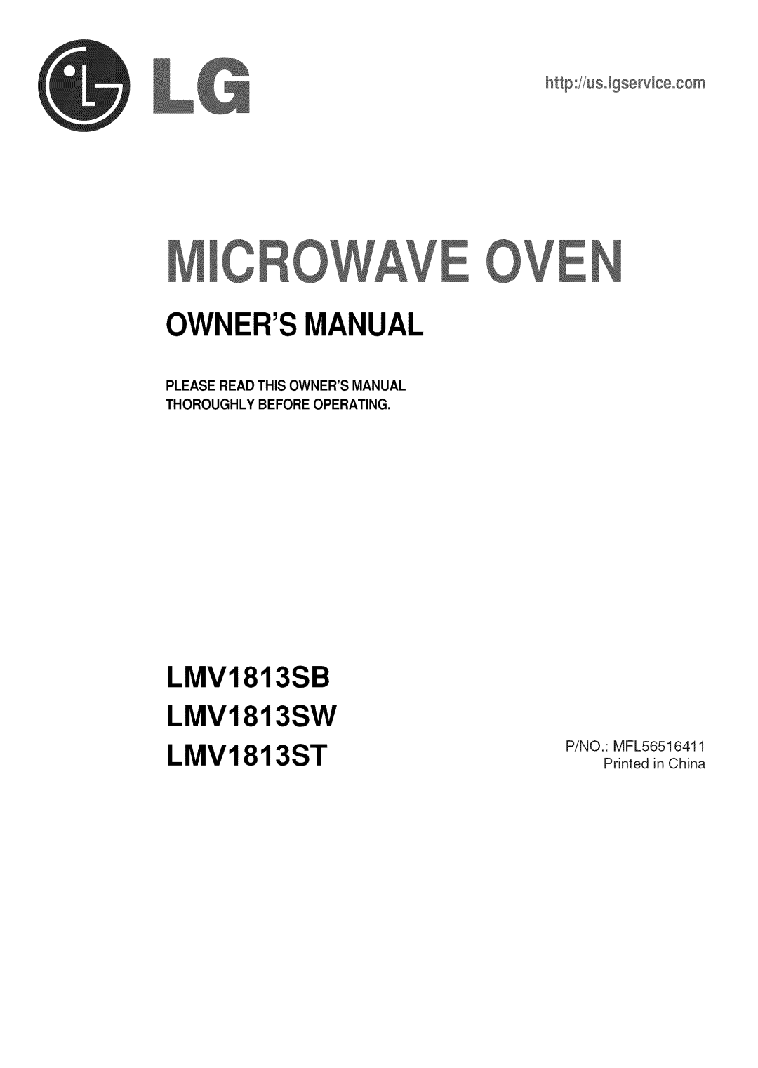 LG Electronics owner manual LMV1813SB LMV1813SW LMV1813ST, Microwave Oven, http//us.lgservice.com 