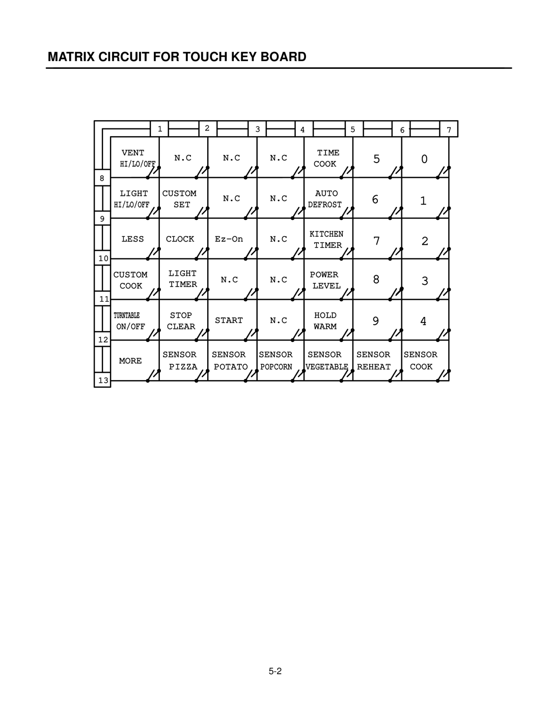 LG Electronics LMV1825SBQ, MV1825SW service manual Matrix Circuit for Touch KEY Board 