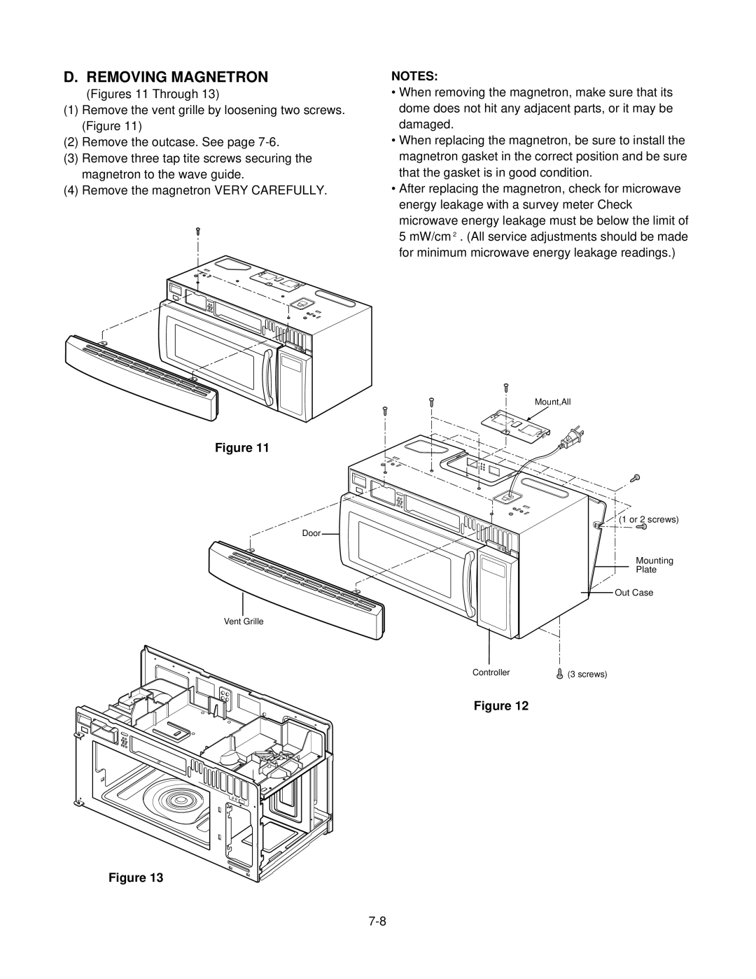 LG Electronics LMV1825SBQ, MV1825SW service manual Removing Magnetron 