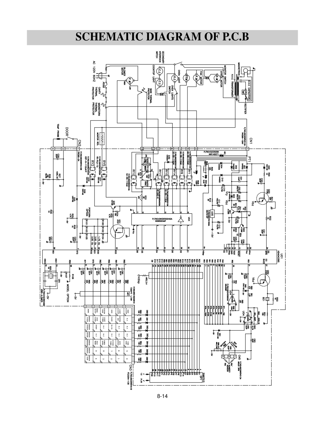 LG Electronics MV1825SW, LMV1825SBQ service manual Schematic Diagram of P.C.B 