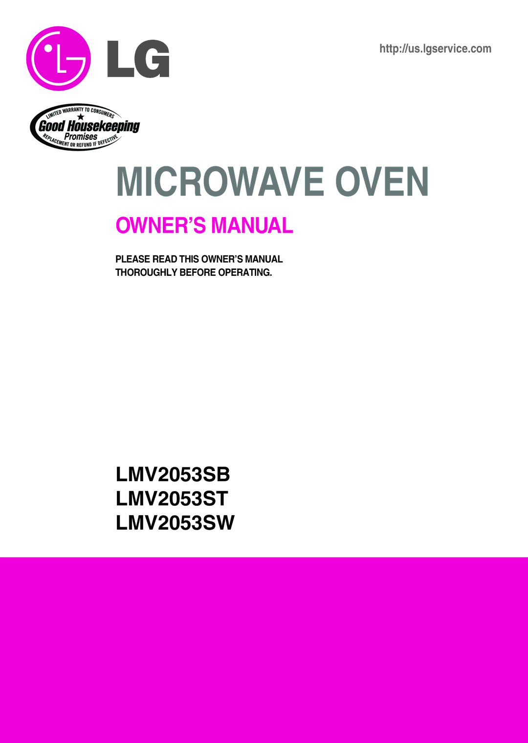 LG Electronics LMV2053SW, LMV2053SB, LMV2053ST owner manual Microwave Oven 