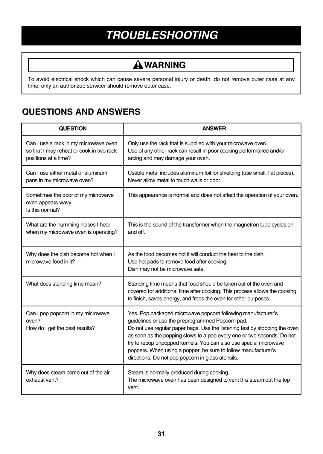 LG Electronics LMV2053SW, LMV2053SB, LMV2053ST owner manual Questions and Answers, Question Answer 