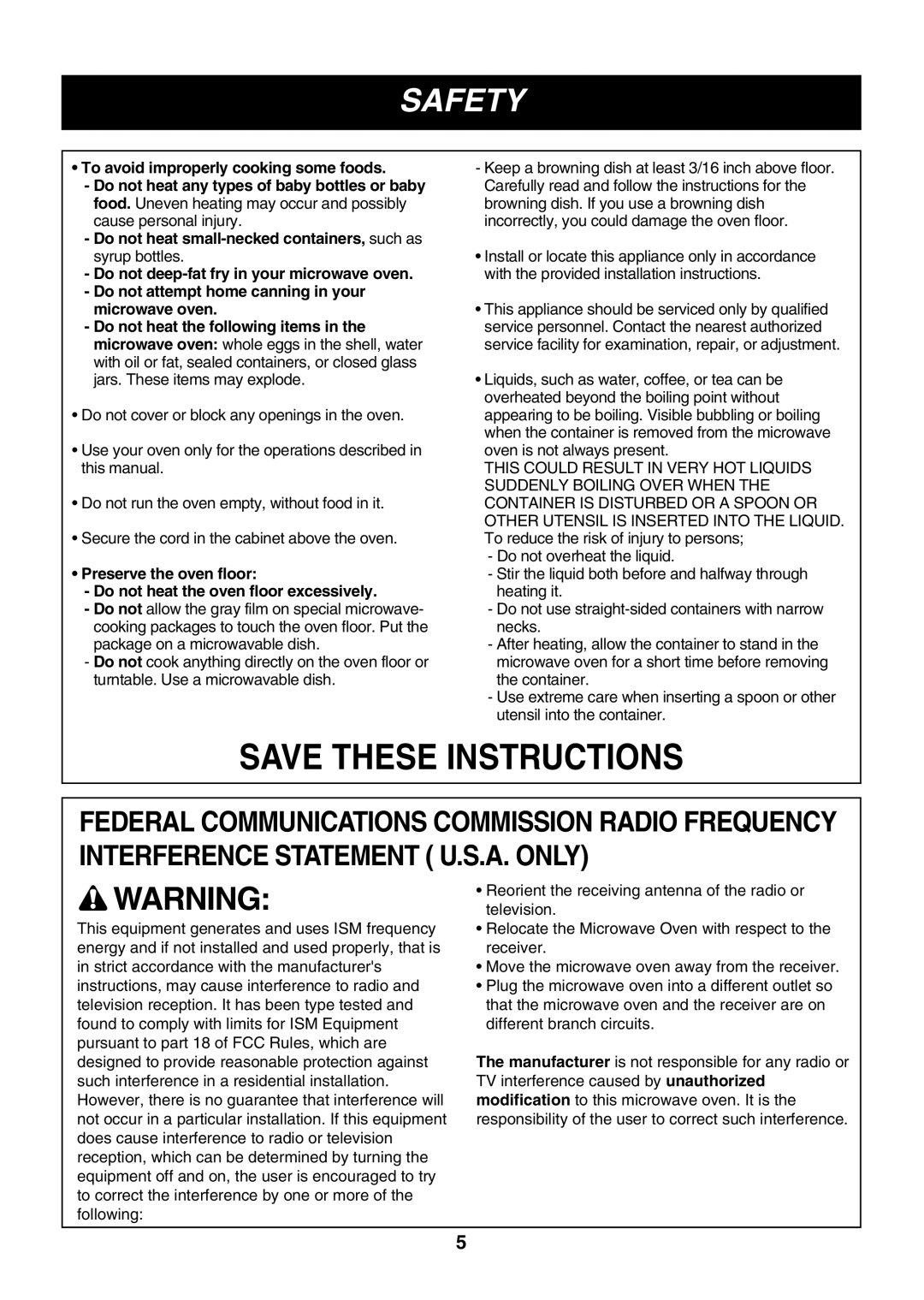 LG Electronics LMV2053ST, LMV2053SB, LMV2053SW owner manual Safety 