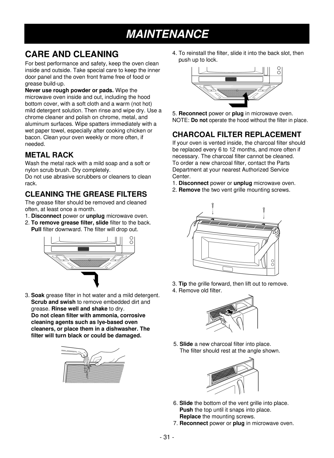 LG Electronics LMVM1955SW, LMVM1955T, LMVM1955SBQ owner manual Maintenance, Care and Cleaning 