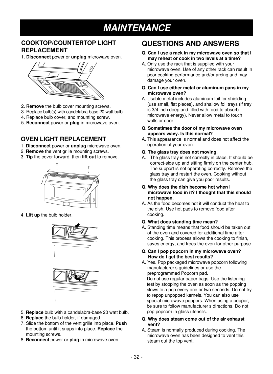 LG Electronics LMVM1955T, LMVM1955SB Questions and Answers, Glass tray does not moving, What does standing time mean? 