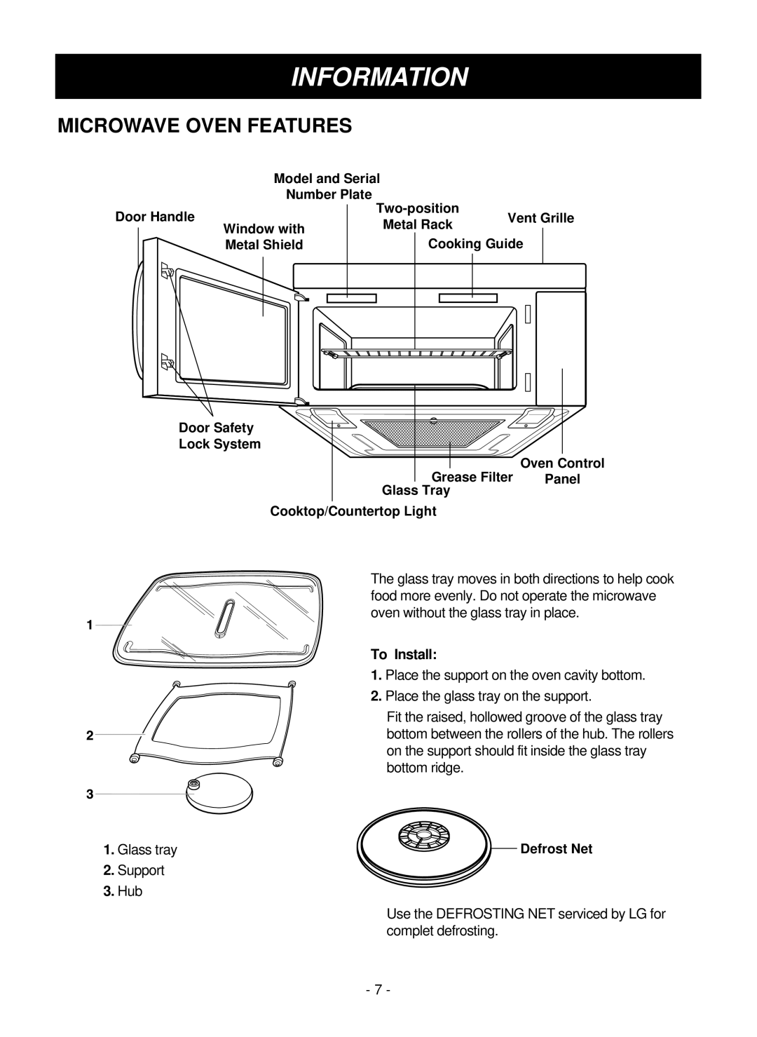 LG Electronics LMVM1955SW, LMVM1955T Microwave Oven Features, Two-position Vent Grille Metal Rack, Oven Control, Panel 