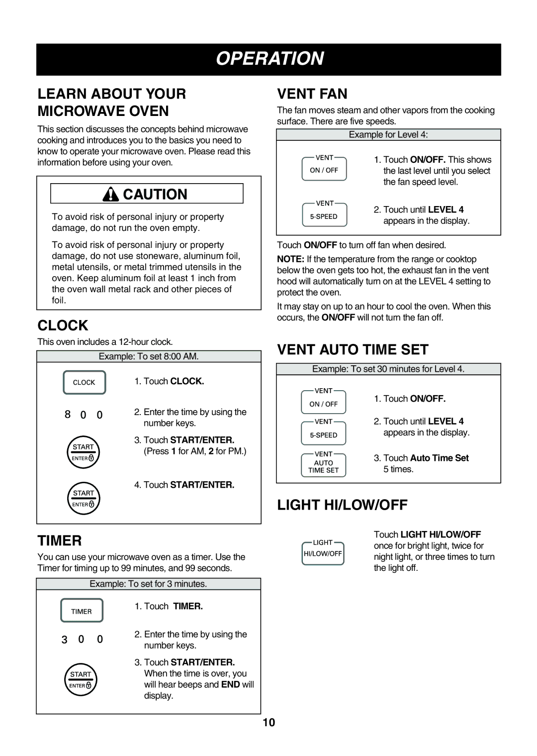 LG Electronics LMVM2055SB owner manual Operation 