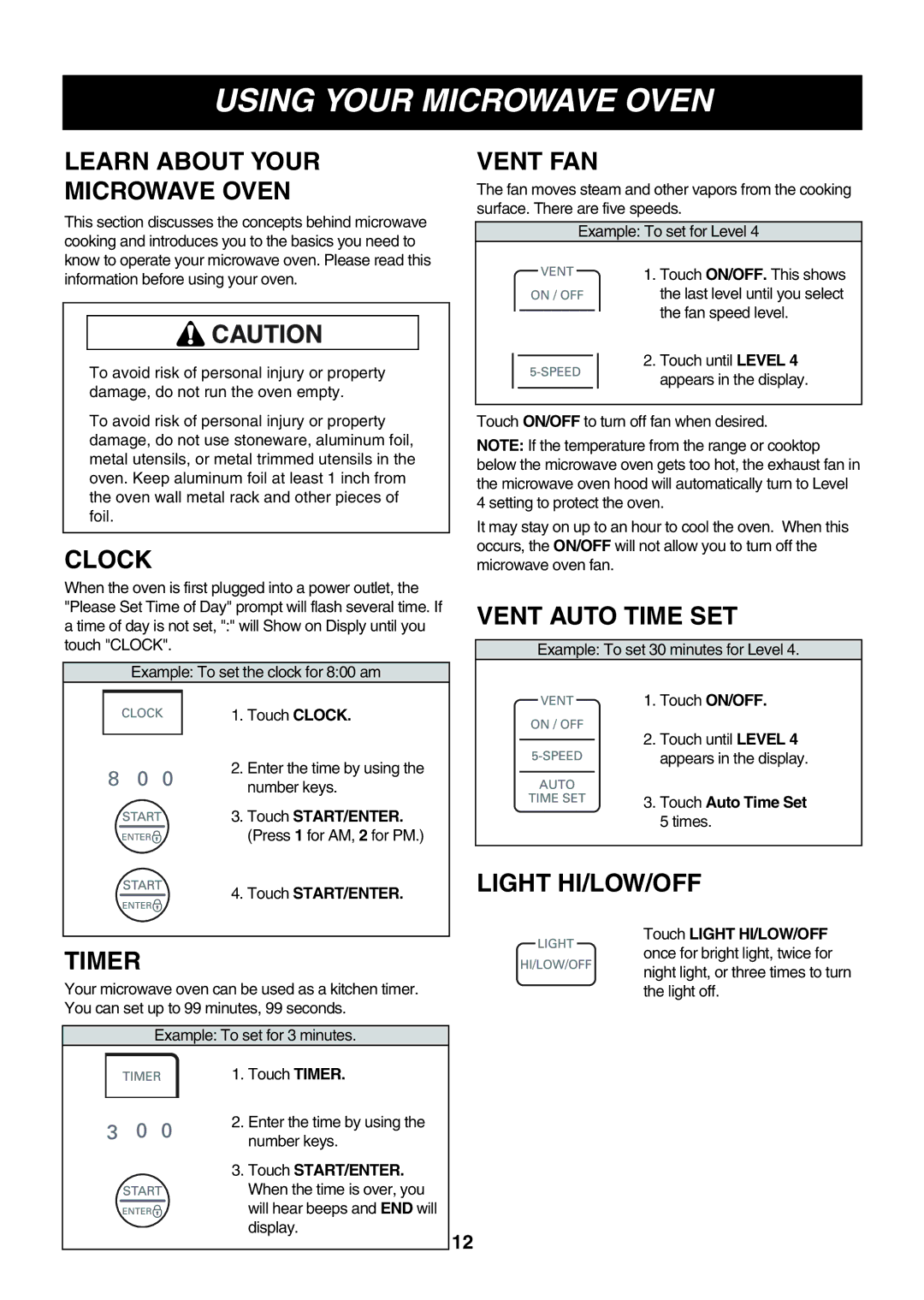 LG Electronics LMVM2075SW, LMVM2075ST, LMVM2075SB owner manual Using Your Microwave Oven 