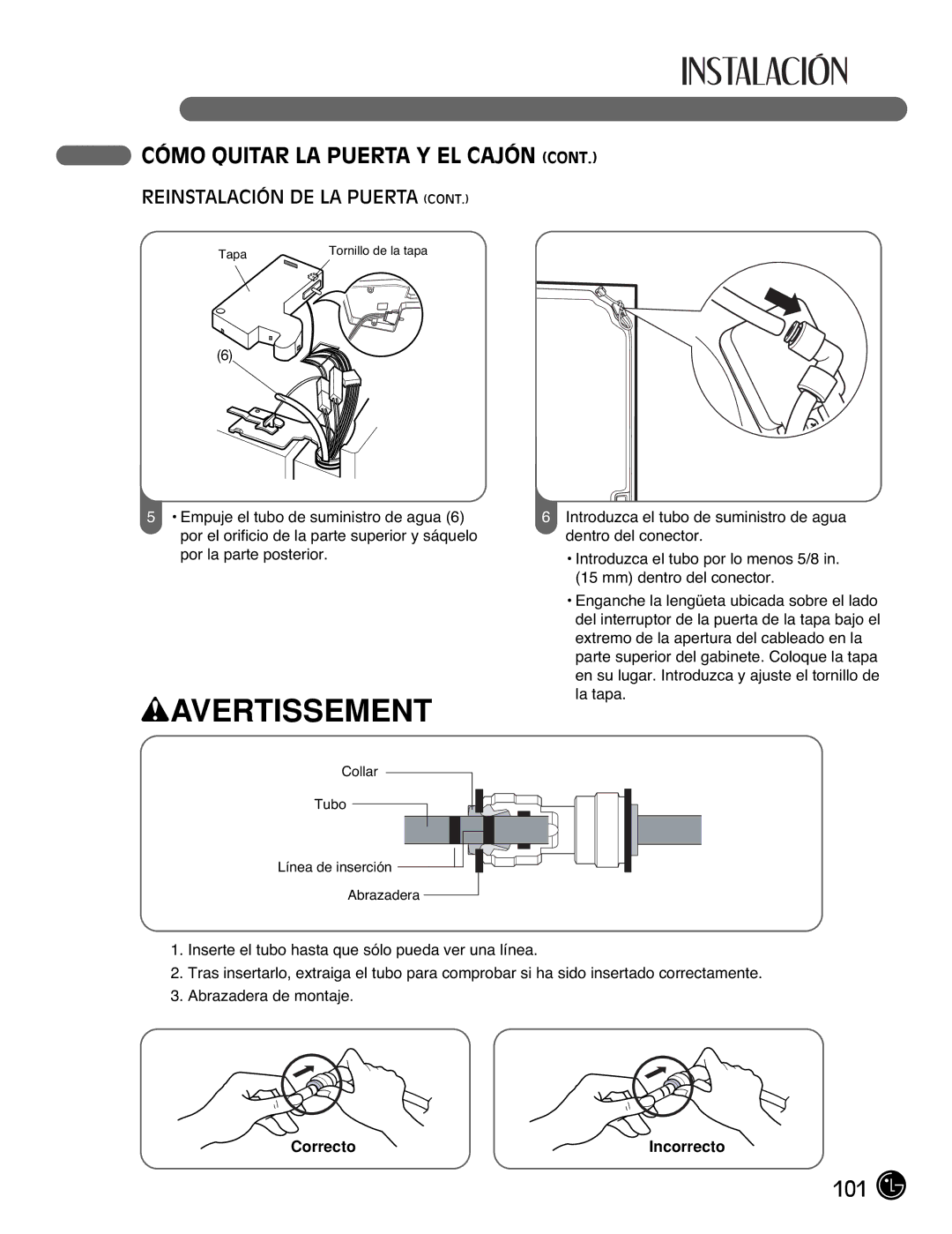 LG Electronics LMX2525971, LMX25981**, LMX21981**, LMX21971 manual Correcto Incorrecto 