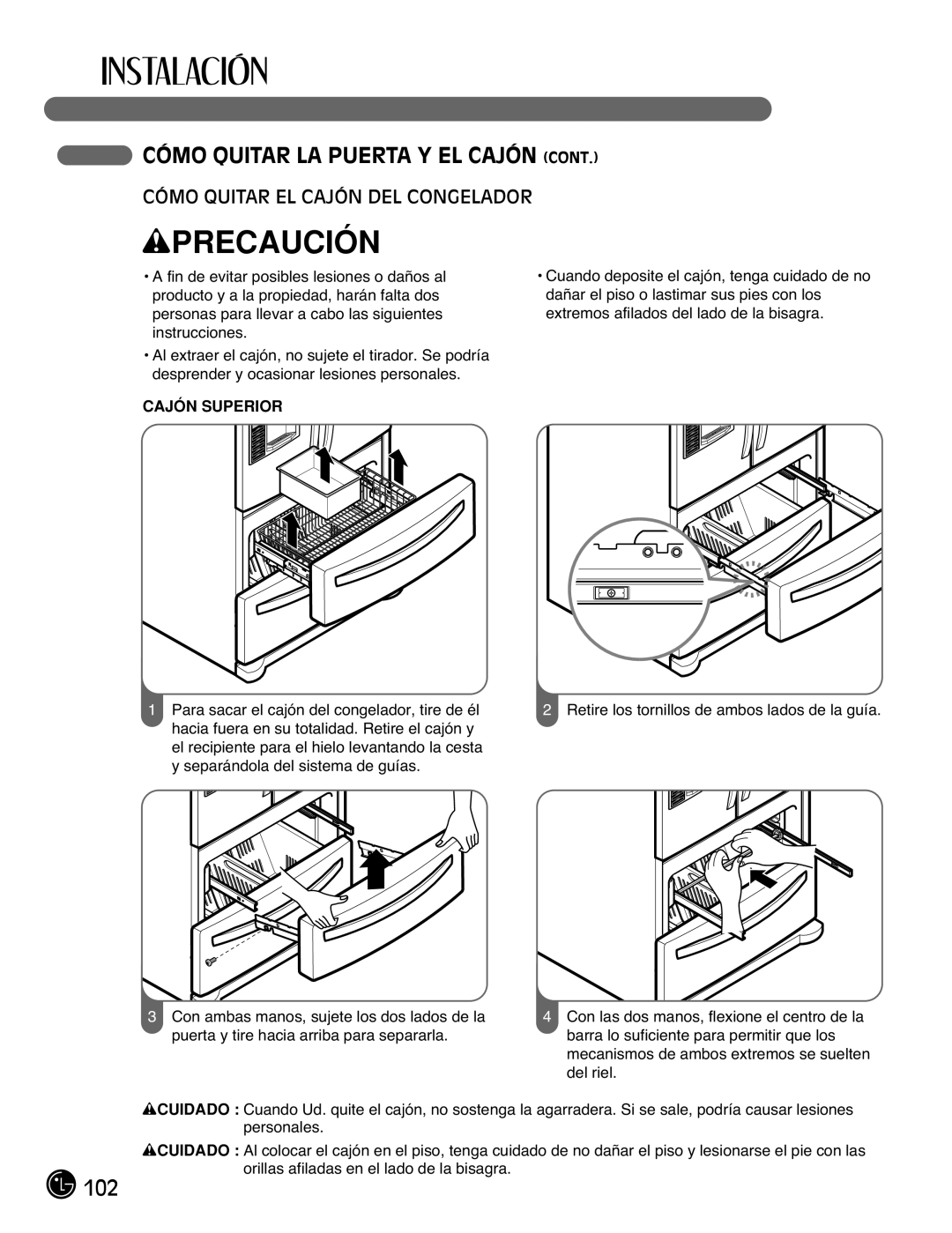 LG Electronics LMX21981**, LMX25981**, LMX2525971, LMX21971 manual 102 