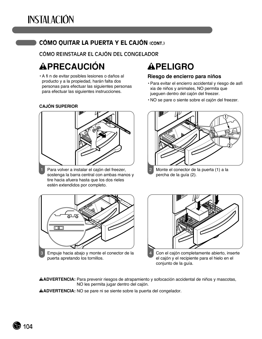 LG Electronics LMX25981**, LMX2525971, LMX21981**, LMX21971 manual 104 