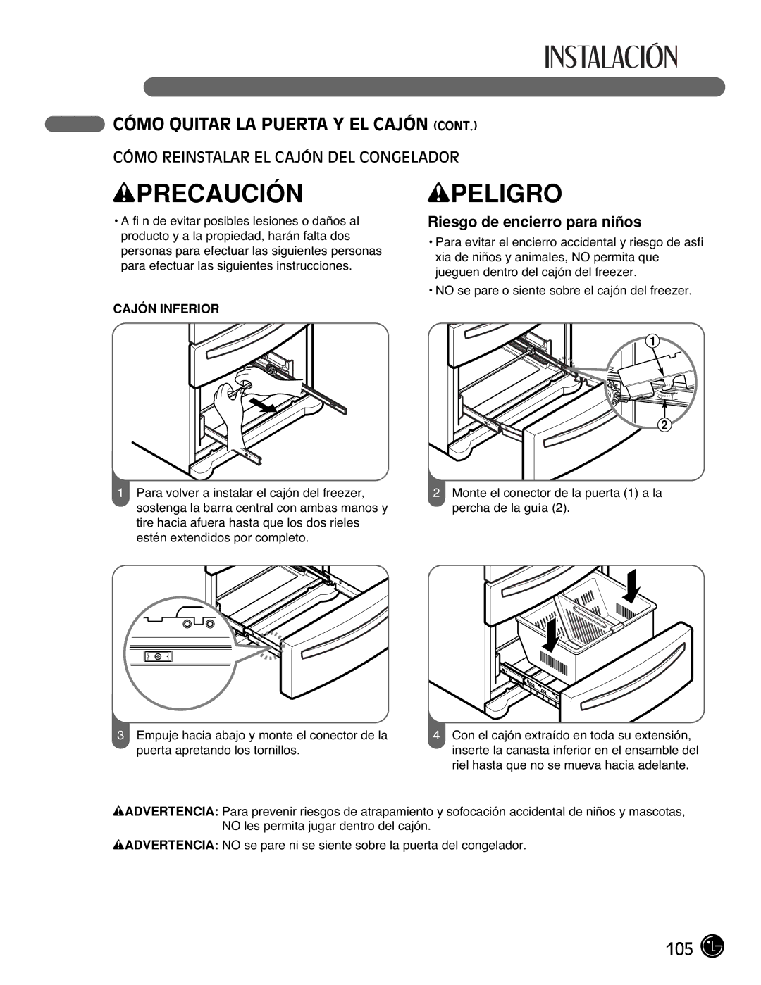 LG Electronics LMX2525971, LMX25981**, LMX21981**, LMX21971 manual 105 