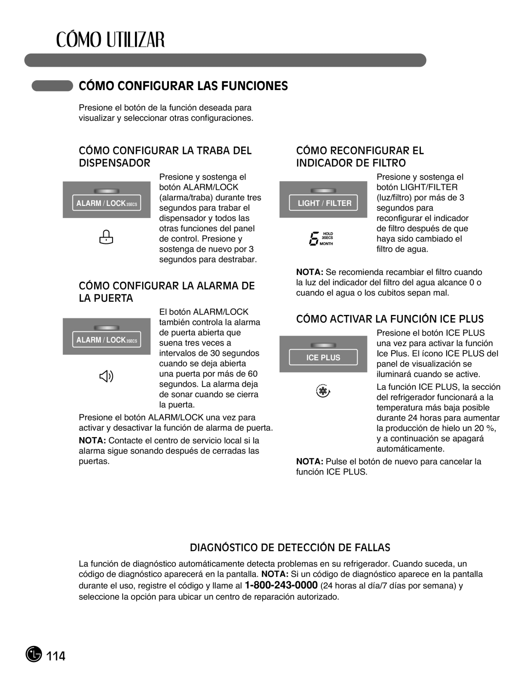 LG Electronics LMX21981**, LMX25981**, LMX2525971 Cómo Configurar LAS Funciones, Cómo Configurar LA Alarma DE LA Puerta 