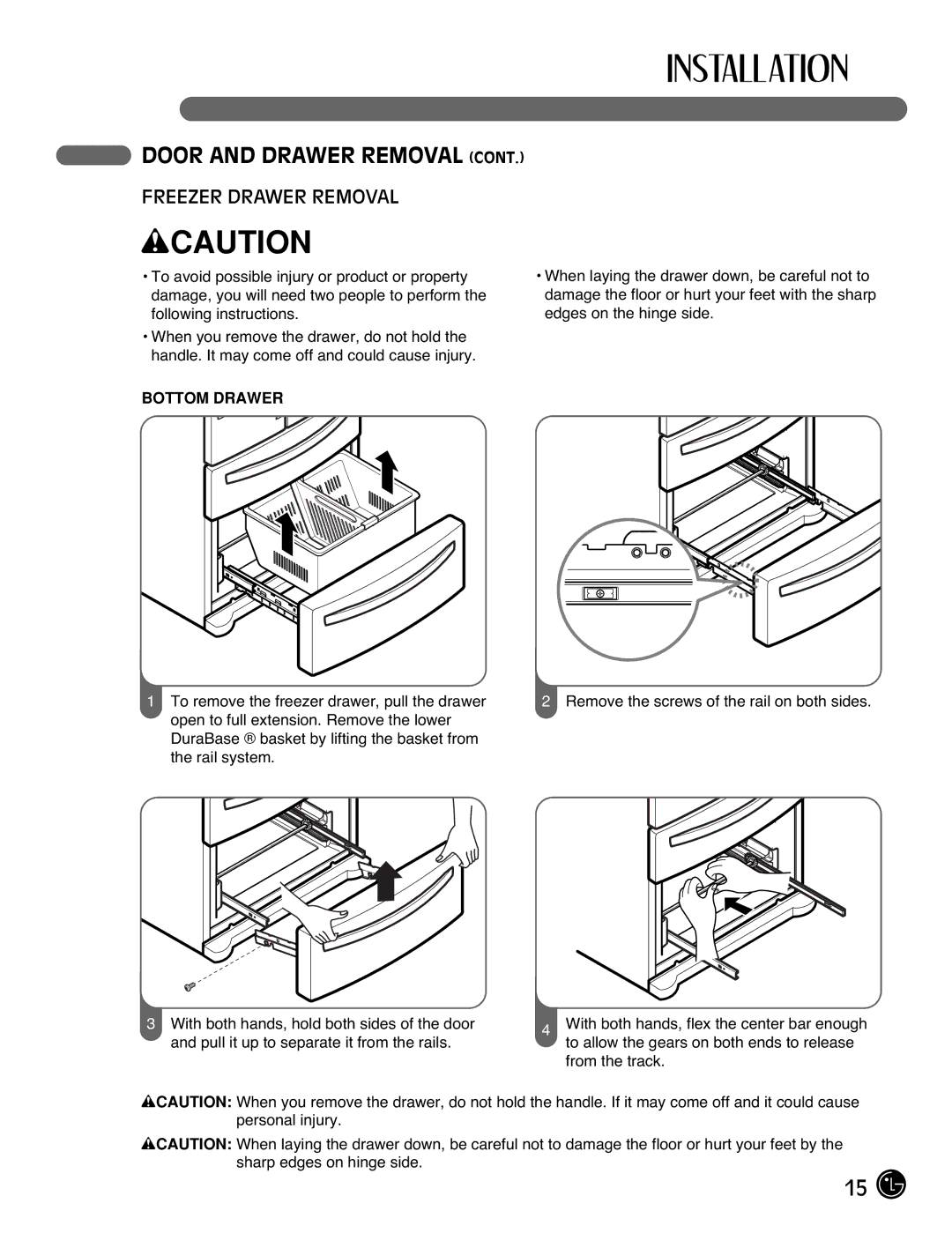 LG Electronics LMX21971, LMX25981**, LMX2525971, LMX21981** manual Bottom Drawer 