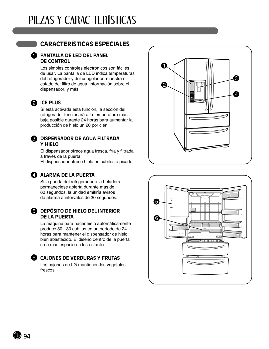 LG Electronics LMX21981**, LMX25981**, LMX2525971, LMX21971 manual Características Especiales 