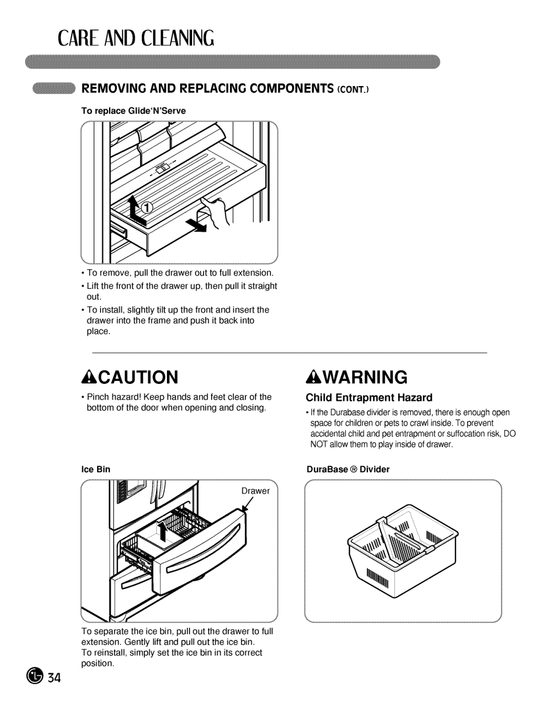 LG Electronics LMX25984, LMX21984 manual To replace GlideNServe, DuraBase DivIder 