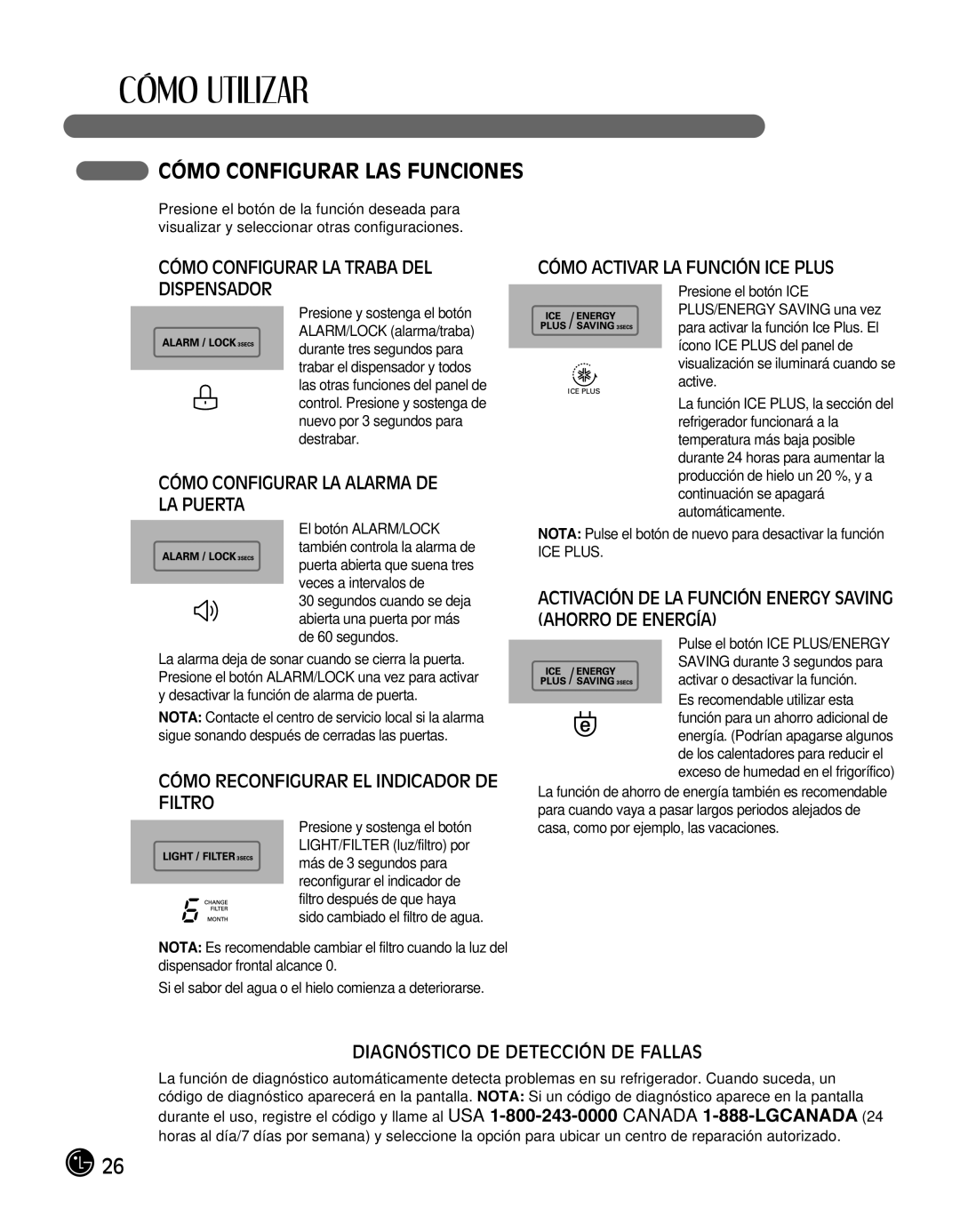 LG Electronics LMX25988ST owner manual Cómo Configurar LAS Funciones 