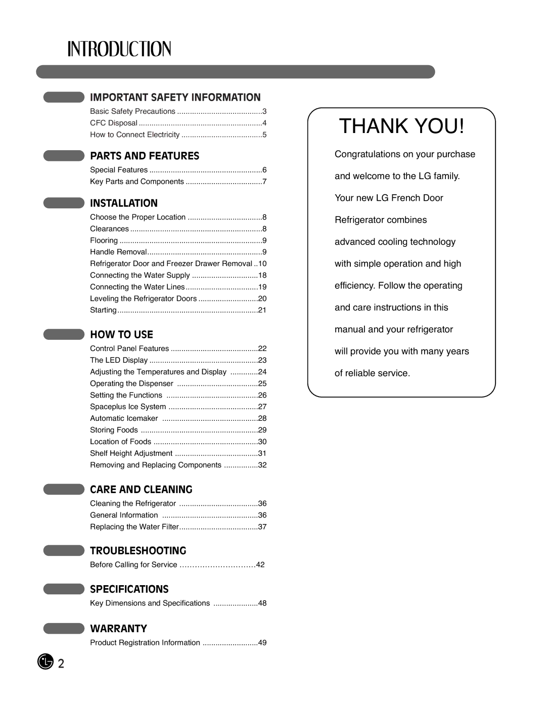 LG Electronics LMX25988ST owner manual Thank YOU 