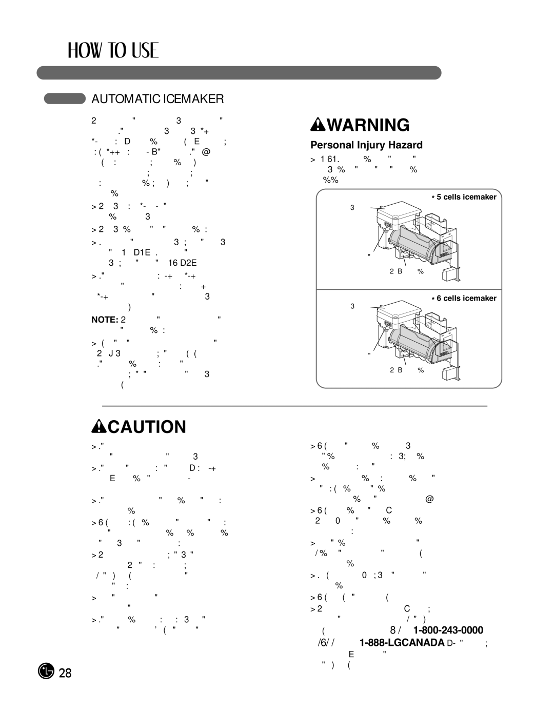 LG Electronics LMX25988ST owner manual Automatic Icemaker, Personal Injury Hazard 