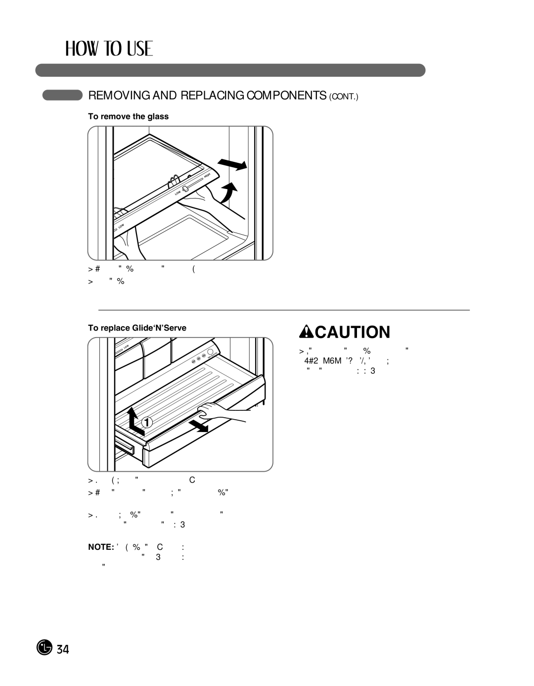 LG Electronics LMX25988ST owner manual To remove the glass, To replace Glide‘N’Serve 