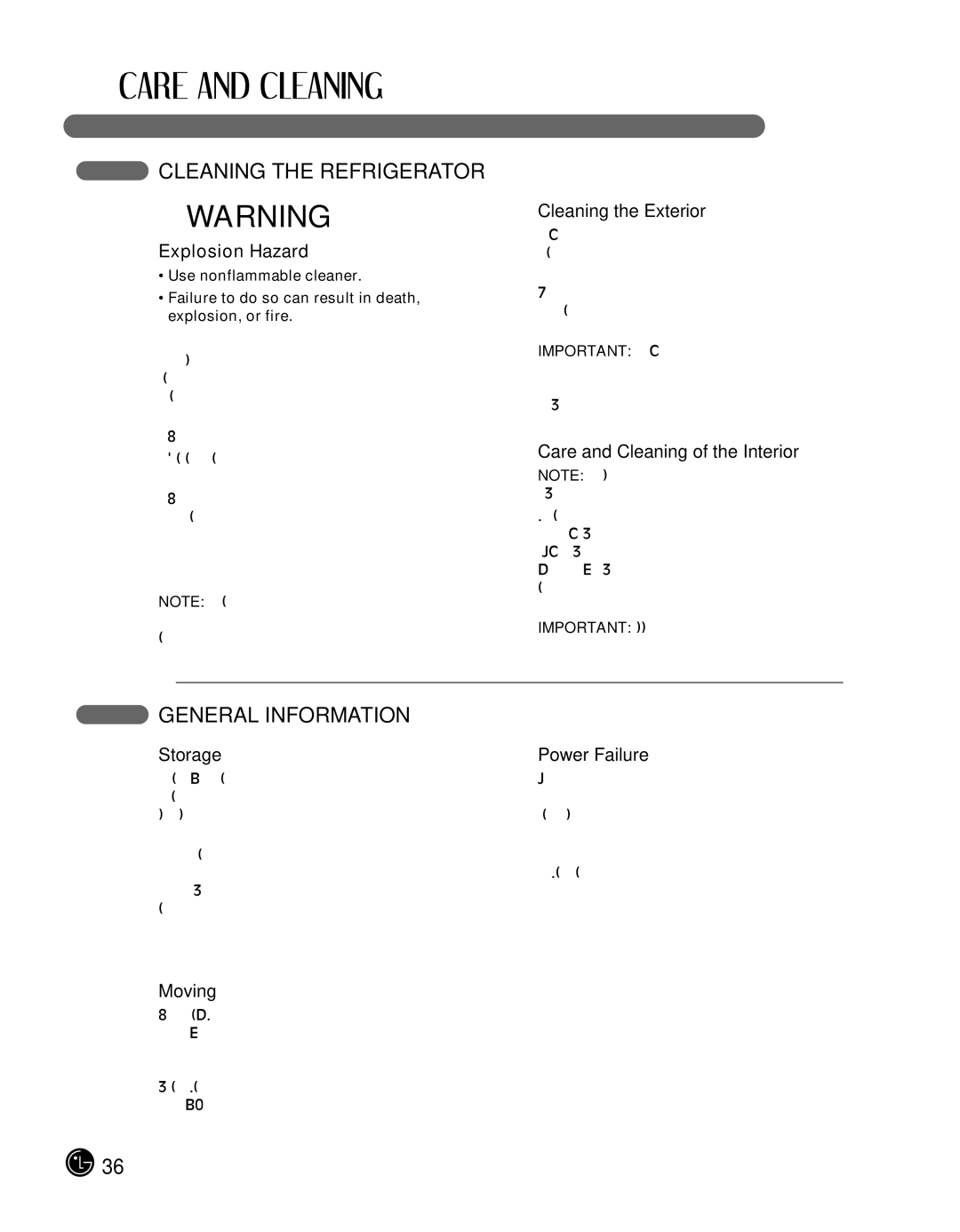 LG Electronics LMX25988ST owner manual Cleaning the Refrigerator, General Information, Explosion Hazard 