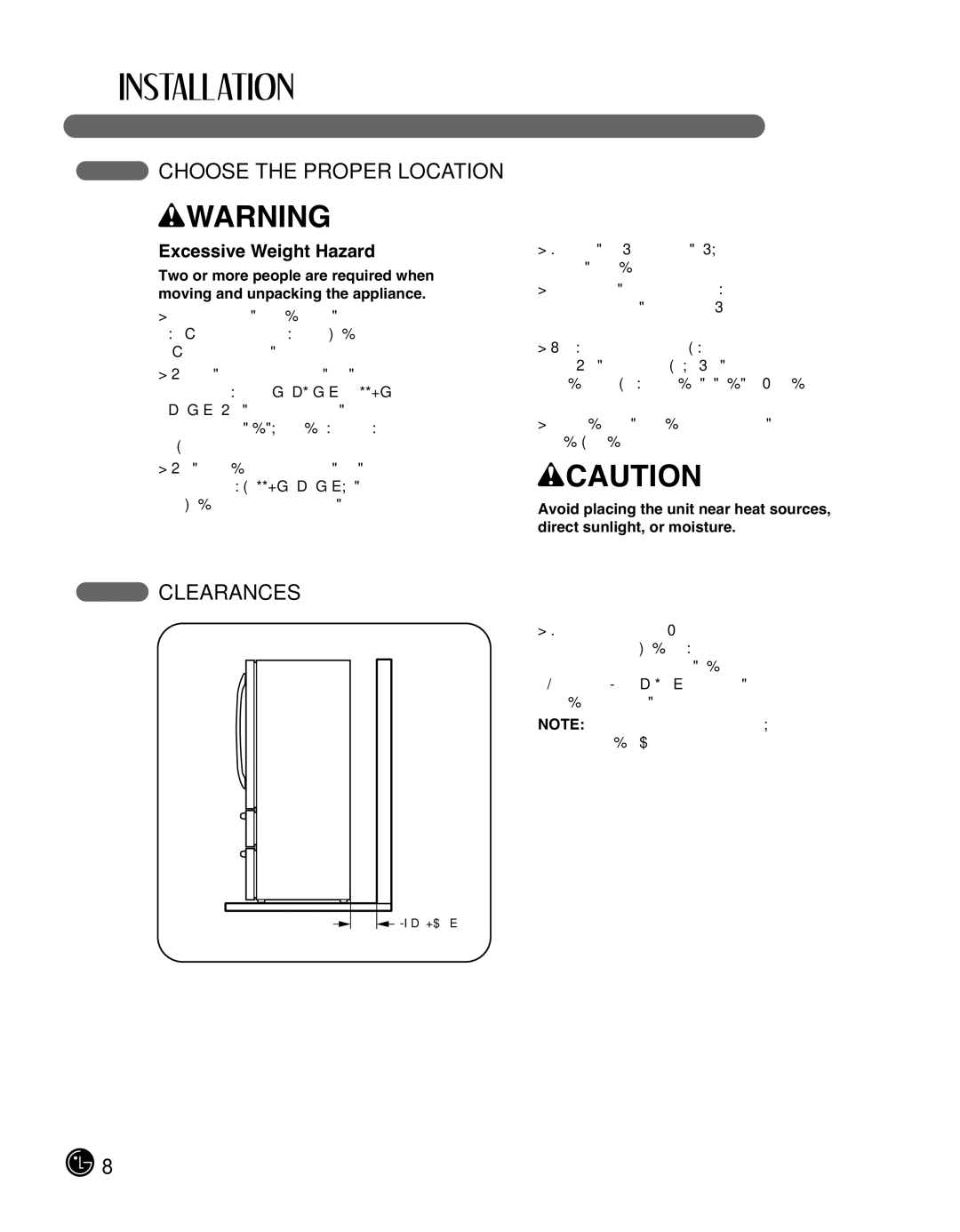 LG Electronics LMX25988ST owner manual Choose the Proper Location, Clearances, Excessive Weight Hazard 