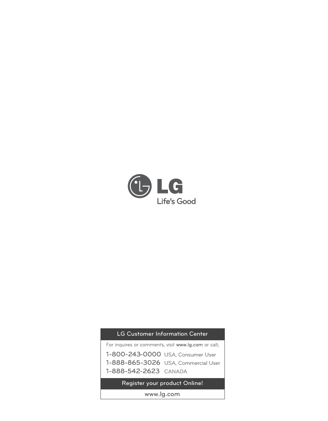 LG Electronics LMX25988ST owner manual LG Customer Information Center, Register your product Online 