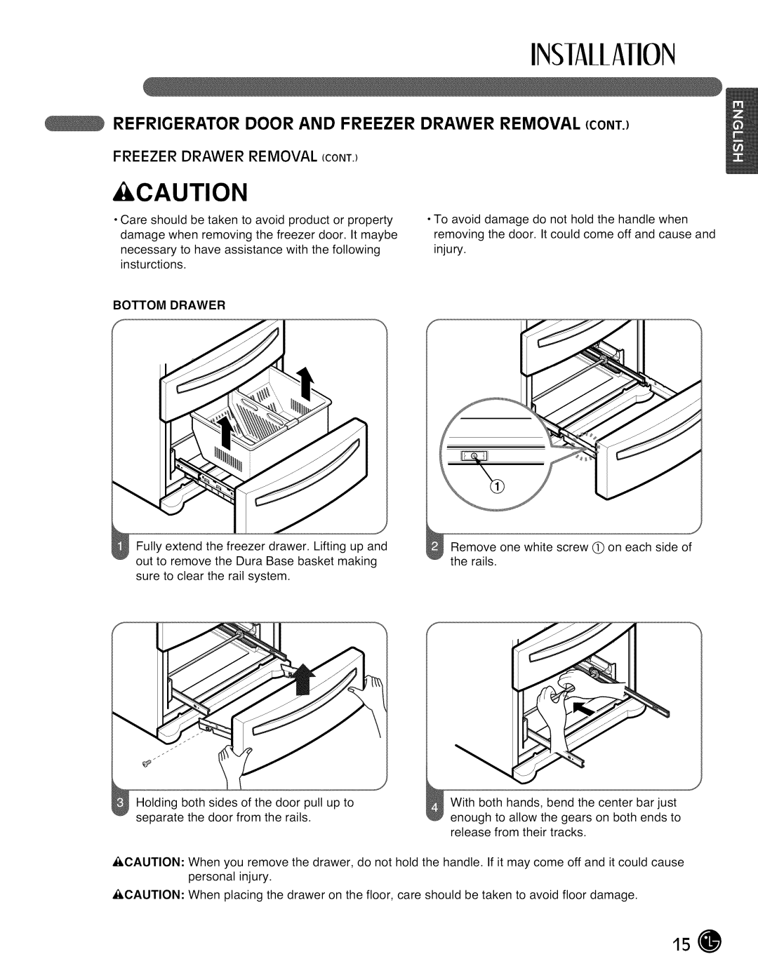 LG Electronics LMX28988 manual Freezer Drawer Removal 